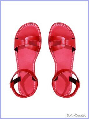 Strappy Flat Sandals with Ankle Tie Dressy Open Toe Summer Comfortable Walking
